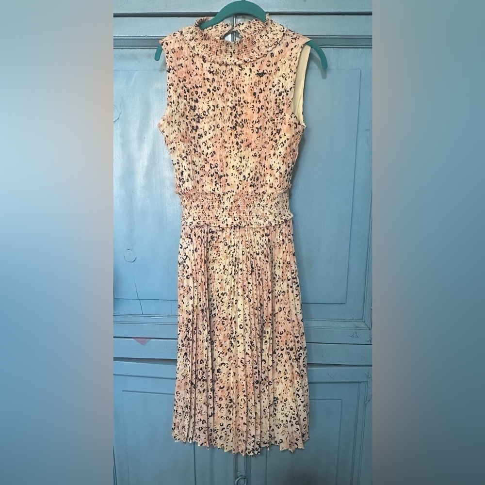 Nanette Lepore Cream and Light Pink Dress with Smocked Detail